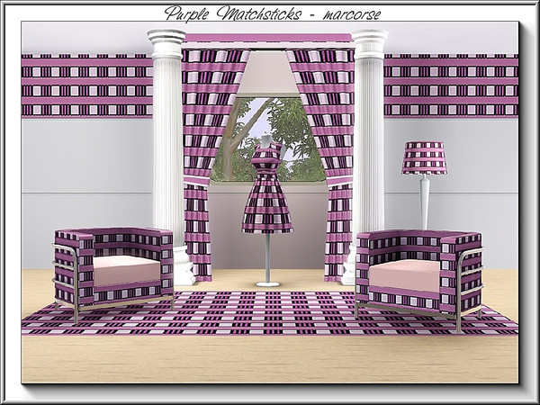 Sims 3 — Purple Matchsticks_marcorse by marcorse — Abstract pattern: broken stripe design with purple matchstick