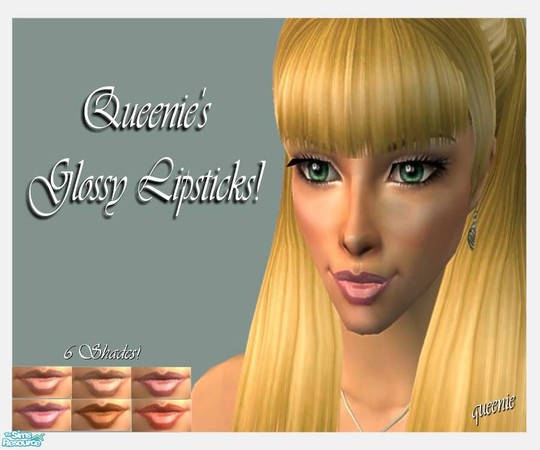 Sims 2 — Queenie's Glossy Lipsticks by queenie28 — Sexy lip glosses just in time for the summer. 6 Shades available.