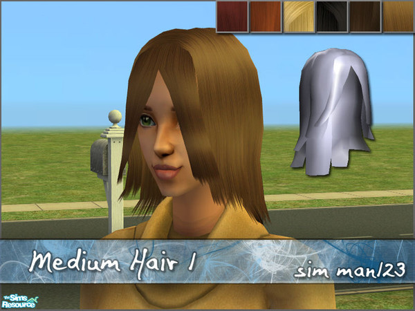 Sims 2 — Medium Hair 1 by sim_man123 — New medium length hair mesh, vibrantly animated and bouncy. Available for Young