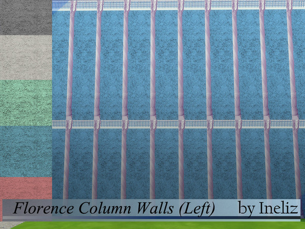 Sims 4 — Florence Column Walls (Left) by Ineliz — This masonry wall is part of the Florence Column Wall Set. This is the