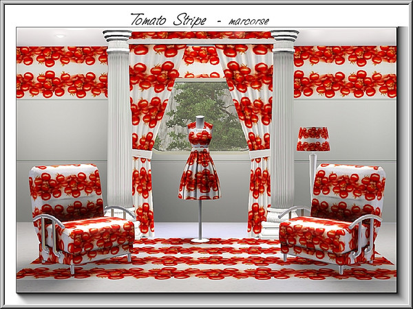 Sims 3 — Tomato Stripe_marcorse by marcorse — Themed pattern: bands of freshm ripe tomatoes for a kitchen trim