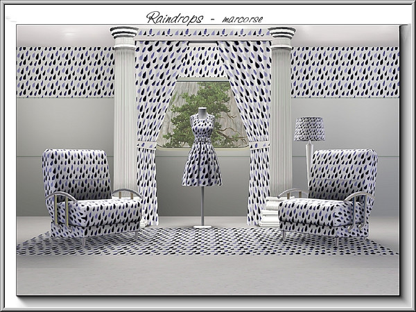 Sims 3 — Raindrops_marcorse by marcorse — Themed pattern: raindrops in two shades of blue. 