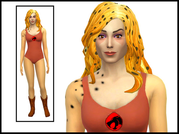 Sims 4 — Cheetara ThunderCat Outfit by Witchbadger — An outfit set intended for use with my Cheetara ThunderCat Sim. Can