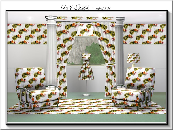 Sims 3 — Fruit Snack_marcorse by marcorse — Themed pattern - fruit snack of grapes and apples, on a footed plate for
