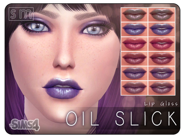 Sims 4 — [ Oil Slick ] - Lip Gloss by Screaming_Mustard — A super glossy lip colour in 6 shades, with teeth and without.