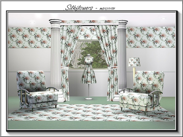 Sims 3 — Silkflowers_marcorse by marcorse — Fabric pattern: flowers of the silk tree with foliage.