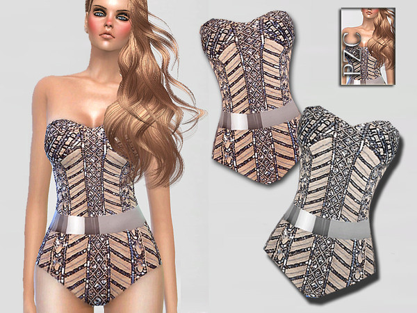 Sims 4 — Opulence Bellini Bodysuit by Pinkzombiecupcakes — Bodysuit with embellished and embroidered lace and beads in
