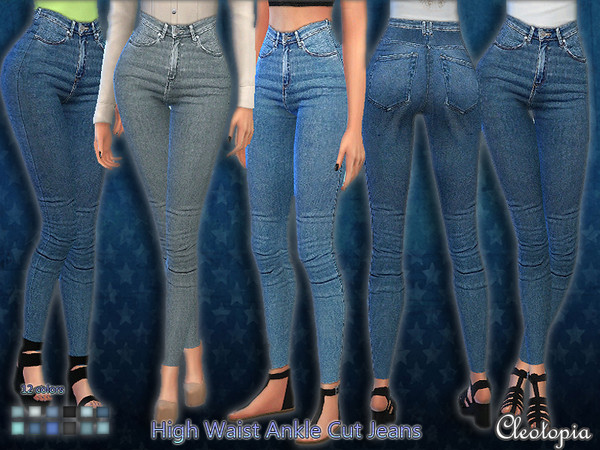 Sims 4 — Set38- High Waist Ankle Cut Jeans  by Cleotopia — Finish your look with this shape-hugging vintage inspired