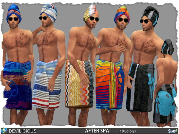 Sims 4 — After Spa Towel (10 Colors) by Devilicious — IMPORTANT: Needs PERFECT PATIO STUFF The After Spa male version,