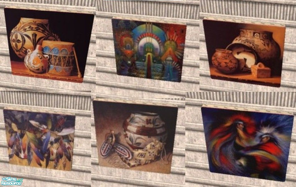 Sims 2 — Native American Set 6 by MinnieMinPin — 6 prints inspired by Native Anerican Indians. Found under the pink