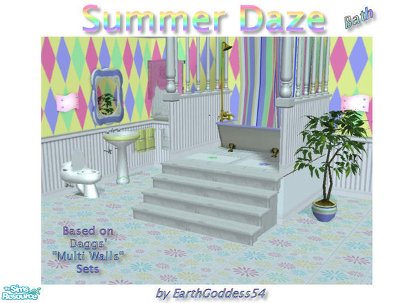 Sims 2 — Summer Daze Bathroom by EarthGoddess54 — A light, summery bathroom set made to match Daggs' "Multi