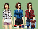 Sims 4 — 6 Plaid Layered Tees by amp86882 — I wanted some plaid and this is what came about! 6 plaid recolors of an EA