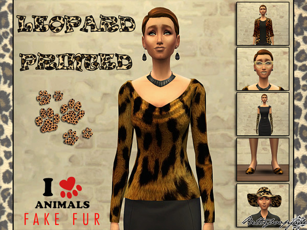 Sims 4 — Set Leopard printed  by Bettyboopjade — Set of clothing and accessories leopard print for women. Personnal