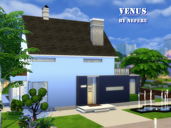 Sims 4 — Venus by Neferu2 — Charming house in Newcrest. Large outdoor area with garden and swimming pool. On the ground