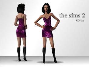 Sims 2 — Purple Fish Scale Dress by KCsim — Remember to adjust your settings HIGH in the game for best results just as