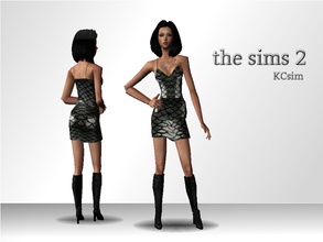 Sims 2 — Grey Fish Scales Dress by KCsim — Remember to adjust your settings HIGH in the game for best results just as