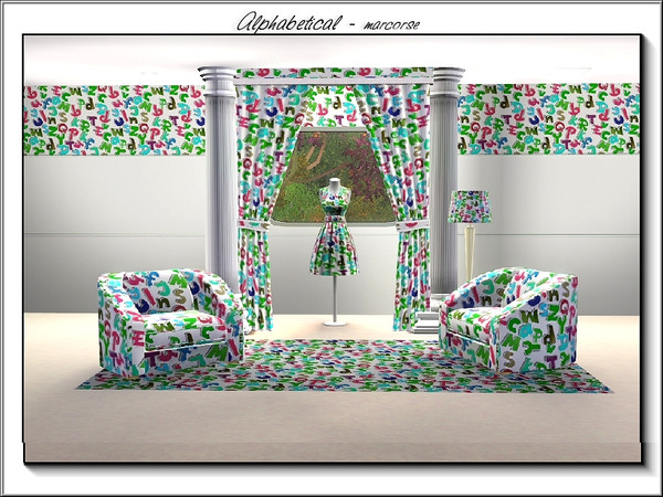 Sims 3 — Alphabetical_marcorse by marcorse — Abstract pattern - letters of the alphabet in upper and lower case.