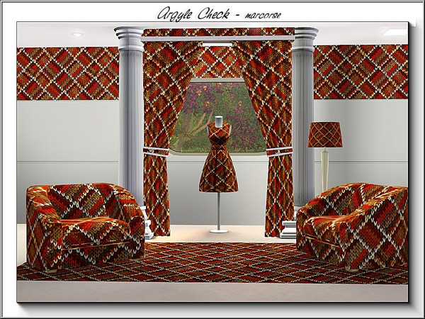 Sims 3 — Argyle Check_marcorse by marcorse — Fabric pattern: bold argyle check in a knitted fabric