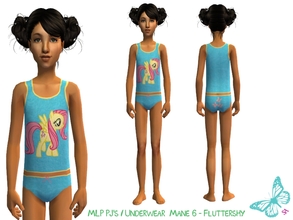 Sims 2 — MLP Mane 6 Underwear/Sleepwear Set - Fluttershy by sinful_aussie — Underwear featuring characters from the MLP