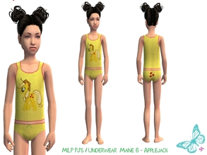 Sims 2 — MLP Mane 6 Underwear/Sleepwear Set - Applejack by sinful_aussie — Underwear featuring characters from the MLP