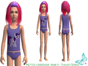 Sims 2 — MLP Mane 6 Underwear/Sleepwear Set - Twilight Sparkle by sinful_aussie — Underwear featuring characters from the
