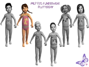 Sims 2 — Toddler MLP Mane 6 Underwear/Sleepwear Set - Fluttershy by sinful_aussie — Underwear featuring characters from