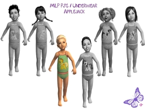 Sims 2 — Toddler MLP Mane 6 Underwear/Sleepwear Set - Applejack by sinful_aussie — Underwear featuring characters from