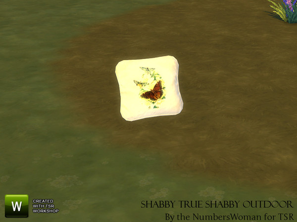 Sims 4 — Shabby Chic Living True Shabby Outdoor Bench Pillow by TheNumbersWoman — True Shabby for your outdoor area