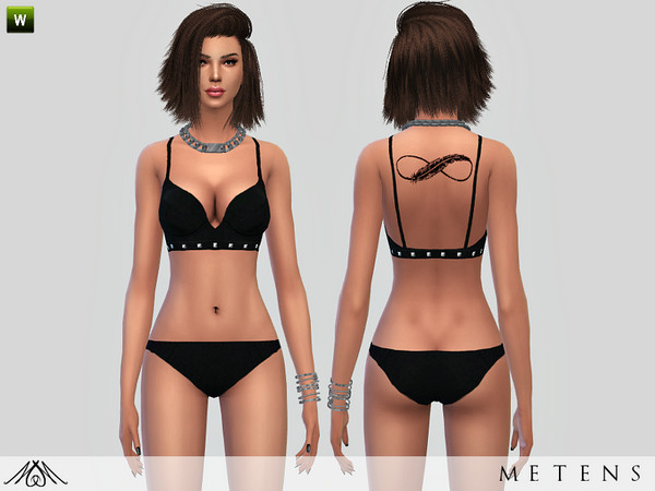 Sims 4 — NightStorm - Underwear by Metens — Sexy black two pieces underwear with silver studs on the top for your simmie