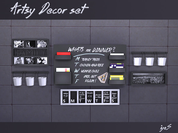 Sims 4 — Artsy Decor Set by soloriya — Whatever decoration you choose, let your personality lead the way. Bring some cool