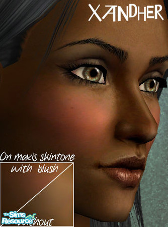 Sims 2 — Zola Blush - Flush by Xandher — A natural warm red blush that adds a hint of warmth to cheeks. This color is