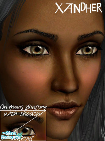 Sims 2 — Shona Eyeshadow - Ganache by Xandher — A deep brown eyeshadow that looks great on dark skintones.