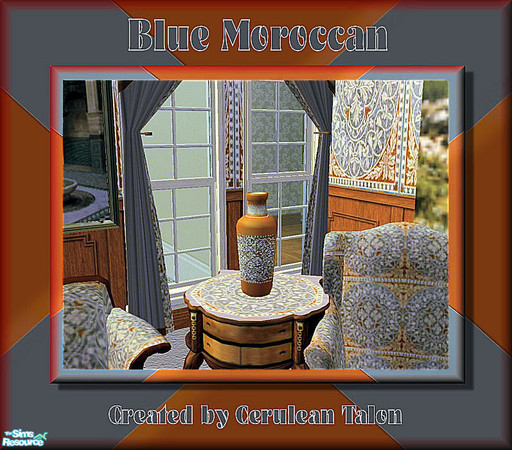 Sims 2 — Blue Morocco - Vase by Cerulean Talon — Drama and pure elegance are encapsulated in this mosaic marble medallion