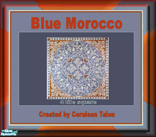 Sims 2 — Blue Morocco Polished Marble - Floor by Cerulean Talon — Drama and pure elegance are encapsulated in this mosaic