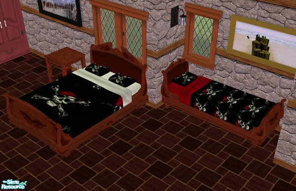 Sims 2 — Pirate Bedding - Black Large Patern by TSR Archive — Arr! Seems like everyone where I live is all geered up for