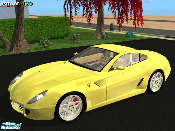 Sims 2 — Metallic Racing Yellow Ferrari 599 GTB by Agent420 — A Sweet new Metallic Racing Yellow Ferrari 599 GTB. MESH by