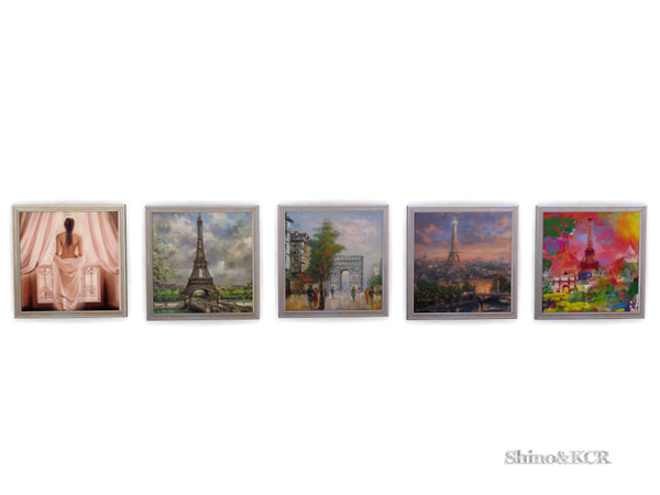 Sims 4 — Paris - Painting white Frame (mesh) by ShinoKCR — Vintage Frame with Oil Paintings from Paris
