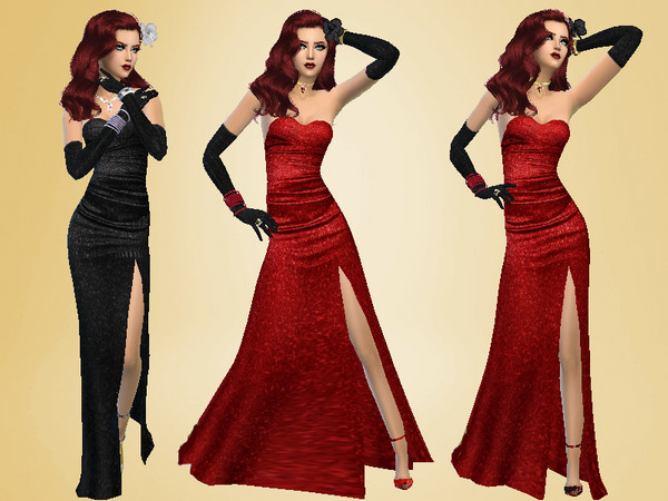 Sims 4 — Dress glamorous golden years by Celeste25 — Dress glamorous golden years `-^_^-. two colors, red and black.