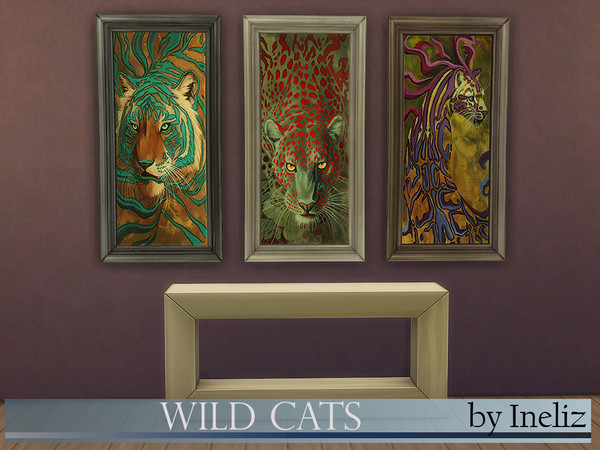 Sims 4 — Wild Cats by Ineliz — A set of three abstract paintings of the largest felines. Happy simming!