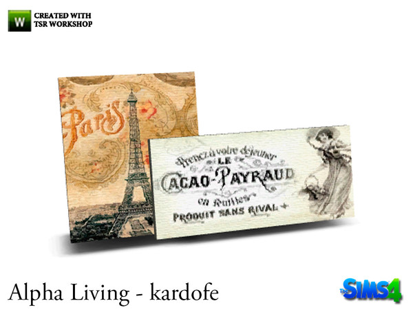 Sims 4 — kardofe_Alpha Living_ Pictures1 by kardofe — Two unframed canvases to place flat on any surface 