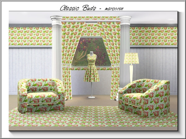 Sims 3 — Classic Bud_marcorse by marcorse — Fabric pattern: classic pink rosebuds in a regular repeat design