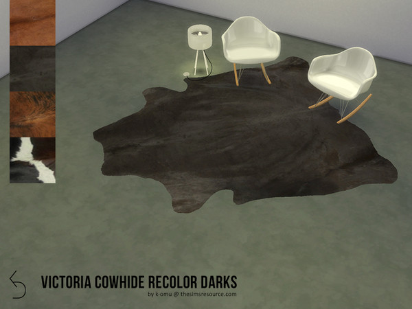 Sims 4 — Victoria Cowhide Dark Recolor by k-omu2 — Recolor of the Victoria Living Cowhide by Angela here at TSR. Features