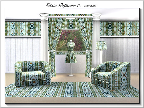 Sims 3 — Ethnic Influence 2_marcorse by marcorse — Fabric pattern: ethnically inspired vertical stripe design in orange
