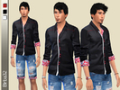 Sims 4 — Black and red shirt by Birba32 — A shirt in a modern style with colorful details in contrast between them and