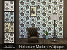 Sims 4 — Herbarium Modern Wallpaper by Rirann — Herbarium Modern Wallpaper in 4 color variations. Works for all 3 wall
