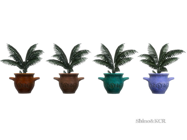 Sims 4 — Cast Iron - Potted Palm by ShinoKCR — wonderful decorated Ceramic Pot with Handles for the Potted Palm