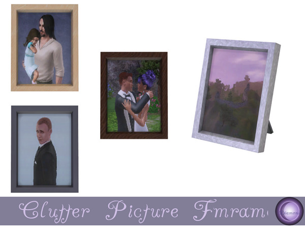 Sims 4 — Clutter Frame by D2Diamond — Small decorative picture frame. Four color options, four different images. Found