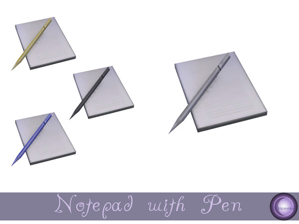 Sims 4 — Notepad with Pen by D2Diamond — Simple notepad with pen. Pen comes in four color options, that match the Pencil