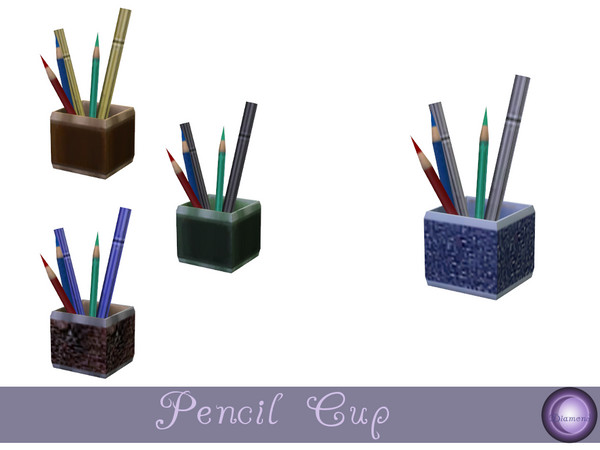 Sims 4 — Pencil Cup by D2Diamond — Pencil cup with pens and colored pencils. Pens match Notepad with pens. Found under