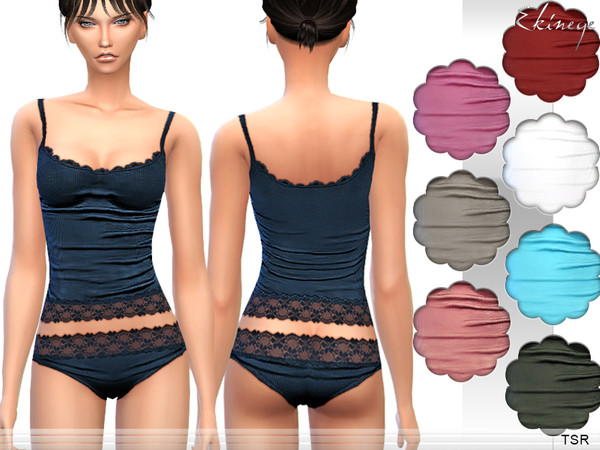 Sims 4 — Lace Trim Cami - S8 by ekinege — Cami with scalloped lace trim. New items. 8 different colors.